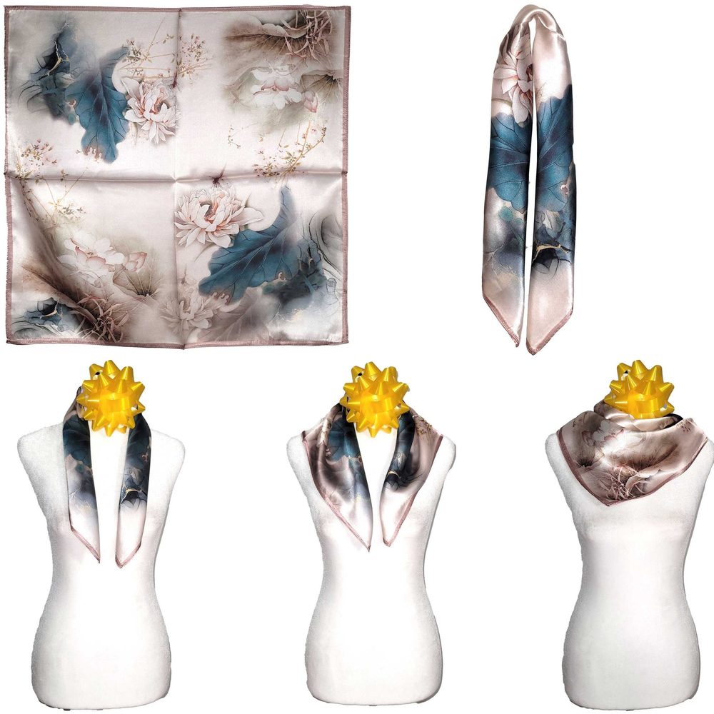 NWT Genuine 100% Mulberry Silk Satin Scarf 21"x21" Small Square Shawl 54711